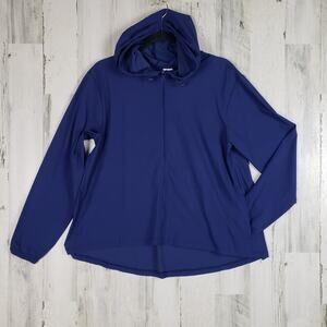 NWT Iris & Ink Hooded Zip Up Patriot Blue Performance Jacket Women's Size Large